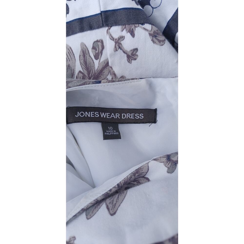 Jones Wear Floral Fit & Flare Sundress White Gray Sleeveless Cotton Size 10 - Picture 9 of 10